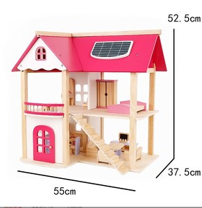 Giocattoli di legno all'ingrosso villa castelli regali per ragazze finta giocattolo casa rosa mobili per bambini set <span class=keywords><strong>case</strong></span> delle bambole in legno - Product Image 3