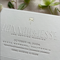 Cartes d'invitation de mariage personnalisées en papier coton, style Old Money, avec motif colonnade, gaufrage et débossage, encre blanche, pour faire-part de mariage