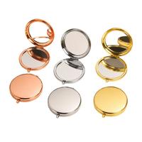 Blank Compact Mirror Round Double Sided Magnifying Mini Pocket Mirror Rose Gold Gold Silver Travel Foldable Cosmetic Hand Mirror