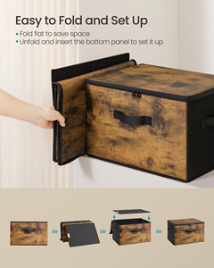 For Foldable Collapsible Clothing Organizer Set of 3 Non-Woven Fabric 10-20L Capacity Rustic Brown RYZ103B01 - Product Image 6
