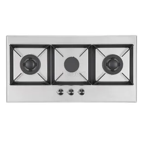家用厨房烹饪炉灶内置4个燃烧器安全装置不锈钢燃气灶具，带炒锅燃烧器