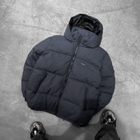 Veste matelassée à capuche personnalisée, style streetwear ample, manteau d'hiver avec poches zippées