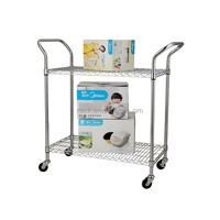 Chariot utilitaire commercial à 3 niveaux en acier chromé pour la distribution physique et le rayonnage en fil métallique