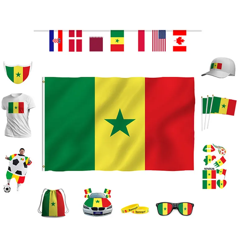 Peruca senegal para fãs de futebol, 2022, senegal, bandeira de futebol, 2022