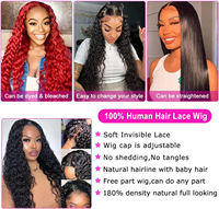 Perruque Frontale HD Brésilienne Sans Colle Densité 250% Cheveux Humains, Perruque Complète 360 Transparente avec Baby Hair