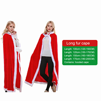 Adult Women's Christmas Red Hooded Cape mit weißem Pelz besatz Holiday Cloak Kostüm Party Outfit Dress Component