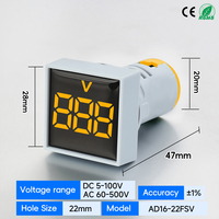 AD16-22FSV Voltmètre numérique de panneau carré miniature 22 mm haute tension avec affichage AC/DC