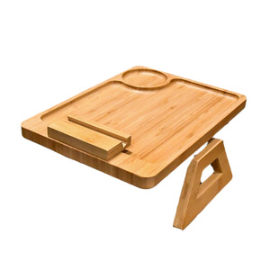 Plateau de canapé en bambou Pinxiang avec porte-gobelet et emplacement pour télécommande, pour collations et boissons, style moderne minimaliste - Product Image 5