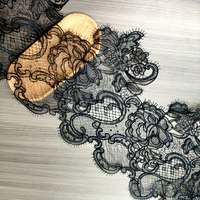 Dentelle brodée soluble dans l'eau noire et blanche de 30 cm de large, fil de soie, garniture de haute qualité pour la mode féminine et les loisirs créatifs DIY