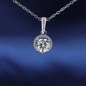 Sans ternissement étanche en acier inoxydable plein diamant pendentif colliers rond Solitaire Zircon collier pour femmes cadeaux