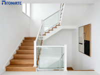 Clôture en verre pour la sécurité et l'intimité, en alliage d'aluminium décoratif, pour balcon et escaliers, bordure moderne avec revêtement en poudre