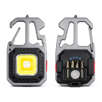Mini lampe de travail LED rechargeable COB avec embouts de tournevis, aimant, ouvre-bouteille et marteau pour le camping en extérieur et les réparations