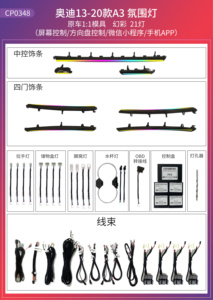 ICarsin Kit di aggiornamento dell'illuminazione ambientale a 64 colori per <span class=keywords><strong>Audi</strong></span> <span class=keywords><strong>A3</strong></span> <span class=keywords><strong>2013</strong></span> - 2020 luci di rivestimento della porta del cruscotto a LED - Product Image 4