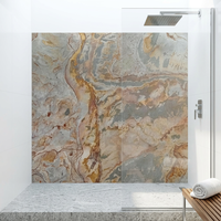 Panneau mural de salle de bain en ardoise de calcite à motif marbre, finition de surface imperméable, style luxe minimaliste, pour cuisine et escalier