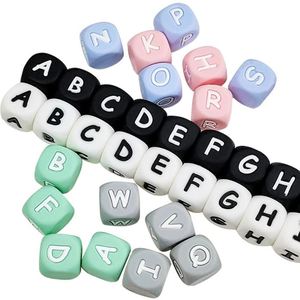 10mm 12mm <b>Silicone</b> Square Cube Alphabet Letter <b>Beads</b> for Jewelry Making Baby Teether <b>Silicone</b> Teething Letter <b>Beads</b> - Product Image 1