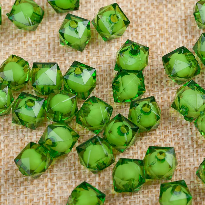 Super AA Grade Acrylic plastic Beads 8mm 10mm square shape Sugar beads Transparent Faceted round Acrylic Beads