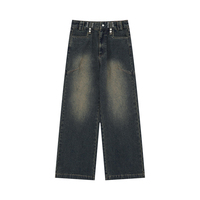 Jeans pour femmes grande taille vintage avec logo personnalisé, 100% coton, taille mi-haute, coupe ample, jambe large, multi-rivets et boutons, vente en gros