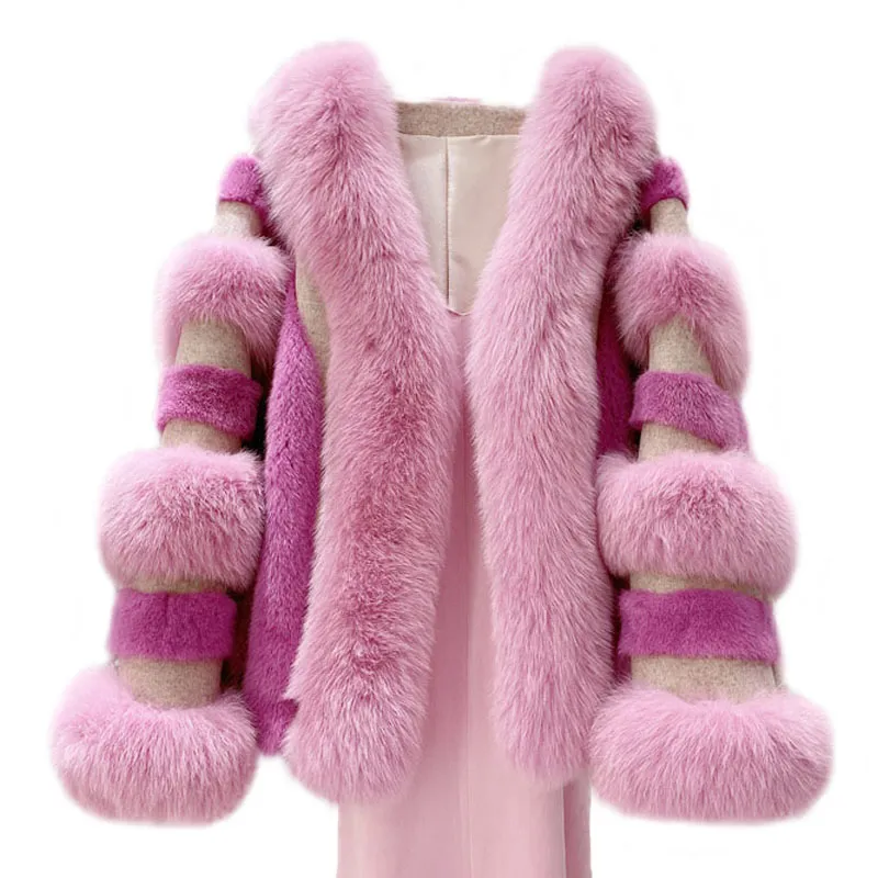 أعلى جودة النساء الشتاء الدافئة معاطف السترة جديد حقيقي الثعلب الفراء فرو منك معطف المرأة الفراء الطبيعي معطف الأزياء