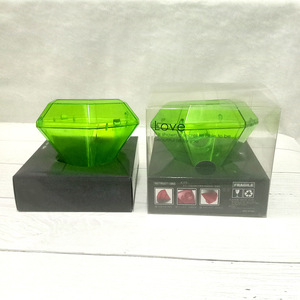 Diamond Shaped <b>Storage</b> Jar Transparent Green Plastic <b>Lid</b> For Candy Or Condiments Rectangle Shape <b>With</b> Cover - Product Image 4