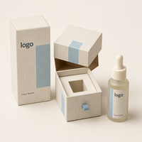 Kotak Hadiah Kaku dengan Cetak Kustom Serum Wajah, Papan Abu-abu 1,5 mm, Pembungkus Halus, Sisipan Kertas Cetak Dua Warna, Tutup dan Alas