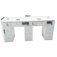 Table de manucure de luxe or et blanc avec tiroirs, double poste, pour salon de manucure, bureau de manucure en marbre