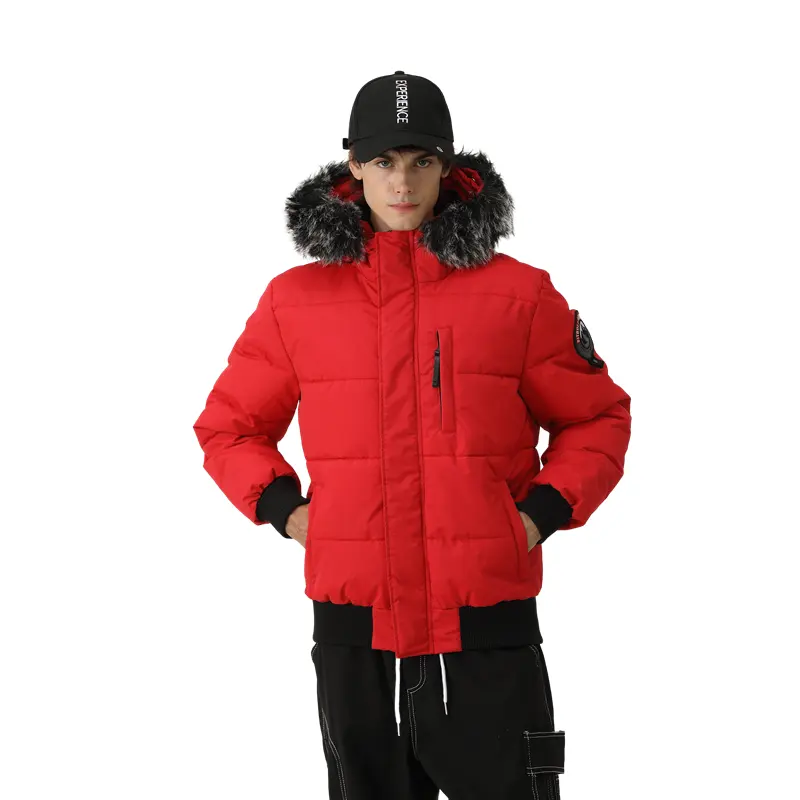 Custom Hoodie Clothing Winter Windbreak Fur Padding Coat Thick Puffer Down Jackets For Man