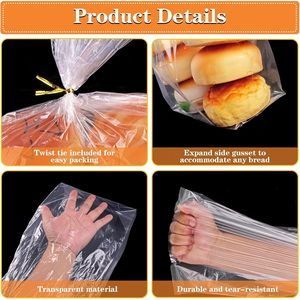 Clear Bread Bags 30Pcs With 50Pcs Ties For Loaf <b>Storage</b> <b>Kitchen</b> Freshness Preservation Food Grade Material - Product Image 4