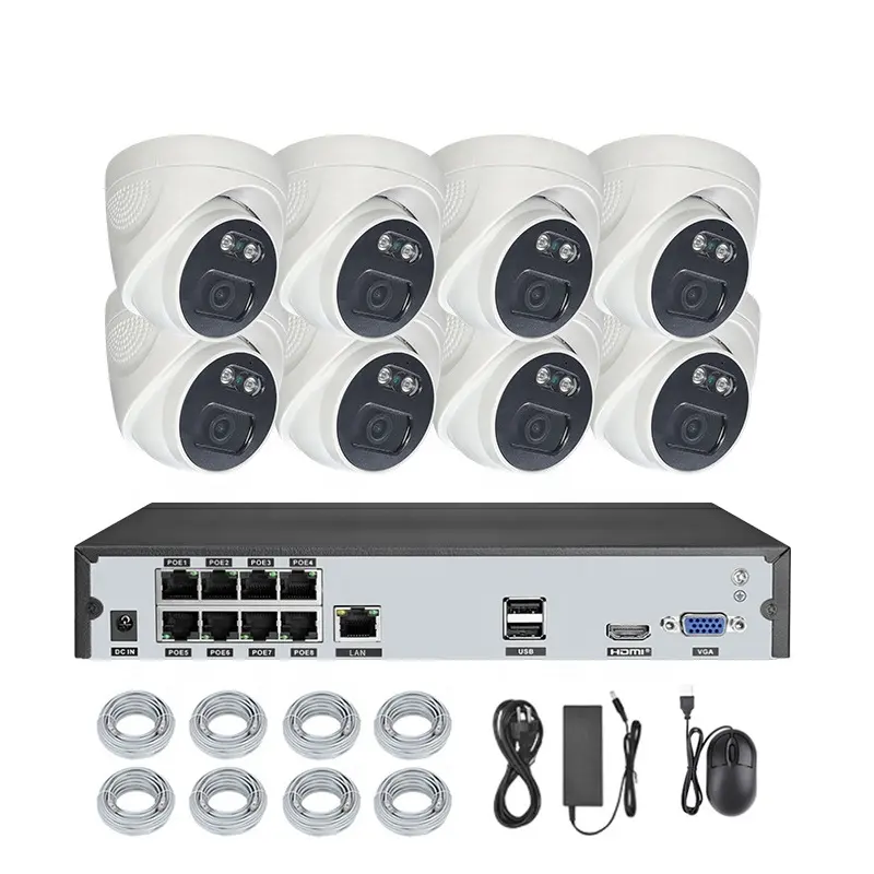 DRAGON GUARD HSC016 8CH 8MP OEM IP POE NVR Kit ColorVu Smart Dual Light IR Built in Mic 4CH Network Security CCTV Camera System