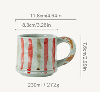 Tasse à café en grès de style japonais rétro, design vintage de luxe léger, motif graffiti, artisanale, vaisselle en céramique minimaliste