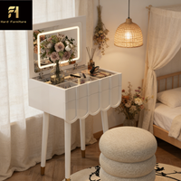 Table de maquillage pliante avec miroir LED, grande capacité de rangement, style minimaliste nordique, haute qualité, multi-compartiments, pour chambre à coucher