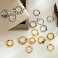 Hengsen Bijoux de piercing en acier inoxydable hypoallergénique : Boucles d'oreilles tragus, anneaux de nez, créoles septum en zircon, boucles d'oreilles cartilage, bijoux de piercing de narine