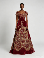 Tissu en dentelle tissée velours rouge bordeaux K/C, broderie lourde de sequins dorés et strass, pour robe de mariée Aso Ebi pour filles, Abaya musulmane