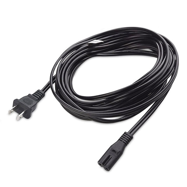 2-Slot Polarized US 2-Pin NEMA 1-15P to Figure 8 C7 AC Power Cord 2 Core Copper & PVC Black Laptop Use