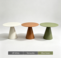 Table d'appoint ronde moderne en aluminium thermolaqué avec base conique, table de bistrot extérieure pour café, patio, balcon, maison, jardin