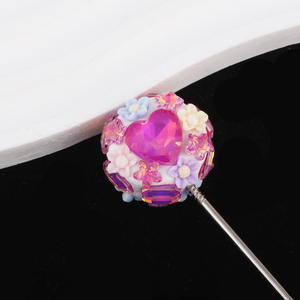 Mignon amour couronne pleine diamant gland diamant boule perforé trou droit perles bricolage porte-clés collier accessoires - Product Image 3