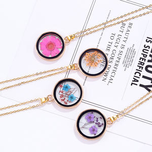 नई आगमन कोरियाई दौर जन्म फूल लटकन हंसली श्रृंखला ट्यूलिप चार पत्ती तिपतिया घास असली फूल हार - Product Image 3