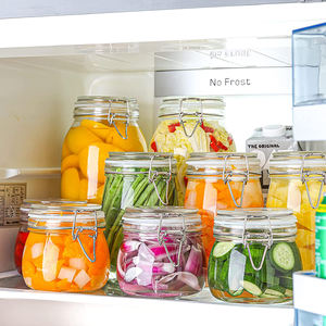 Best-seller Bouteilles en verre hermétiques de 500ml Conteneur de stockage des aliments Bocaux en verre avec couvercle à verrouillage/couvercle rabattable - Product Image 5