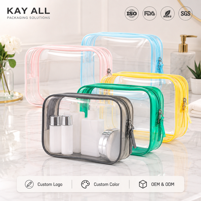 PVC Clear Toiletry Bags,TPU Travel Wash Bags Makeup Zip Bags Cosmetic Bag, Multicolor Carry on Travel Pouch With Zipper