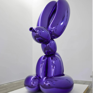 Decorazione Moderna per la Casa, Raffinata Statua di Cane Palloncino in Resina Epossidica, Arte Astratta con Superficie a Specchio Elettroplaccata - Product Image 1