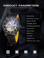 FORSINING Montre mécanique automatique à mouvement à pont unique évidée pour hommes montres étanches en cuir véritable pour hommes