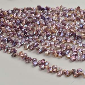 Perlas Sueltas de Agua Dulce Barrocas Púrpuras con Orificio Lateral, Producto Semiacabado Natural para DIY, Collar de Perlas de Forma Irregular Dispersa - Product Image 1