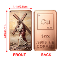 Vente en gros : Lingot de cuivre pur .999, 1 once, avec relief religieux de Jésus rouge, pour collection et cadeau de foi