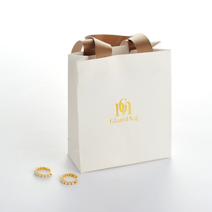 GLAMPKG Luxury <b>Drawstring</b> Dust Cotton Canvas Linen Jewelry Packaging Gift Exquisite Ribbon Handle Paper Bag With Custom Logo - Product Image 2