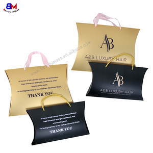 Boîtes à perruques de luxe en gros Emballage de logo personnalisé Boîte d'oreiller Boîte-cadeau avec poignée Emballage de paquet de cheveux - Product Image 6