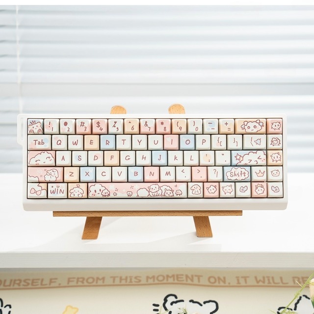 Various Types M68 Triple Mode Mechanical Keyboard Cartoon MOG/Mao Keycaps RGB Customized Keyboard Custom for Girls Office Use