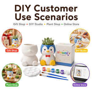 Kit <span class=keywords><strong>de</strong></span> Jardinage Intérieur Miniature en Céramique avec <span class=keywords><strong>Pot</strong></span> à Succulentes en Forme d'Animal pour Peinture DIY, Paysage Féerique, Décoration <span class=keywords><strong>de</strong></span> Bureau à Domicile - Product Image 2