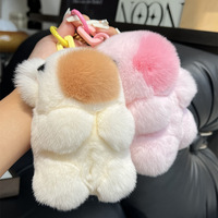 Porte-clés mignon et unique en forme de boule en peluche, pendentif de sac en dessin animé doux et moelleux, porte-clés de voiture