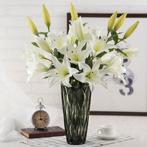 C0239 Chất Lượng Cao Handmade Stargazer Lilies Nhân Tạo Trắng Phương Đông PU Hòa Bình Hoa Lily Cho Trang Trí Đám Cưới