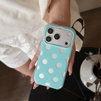 NOUVELLE Coque de téléphone IMD mate vert menthe à pois argentés pour iPhone 18 Pro Max 17 Pro 16 15 14 13 – Housse de protection tendance pour filles
