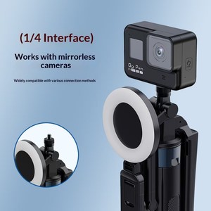 Trépied perche à selfie anti-tremblement en alliage d'aluminium de 1,8 m avec lumière LED, support à 4 pieds à ouverture rapide et télécommande sans fil pour diffusion en direct - Product Image 3